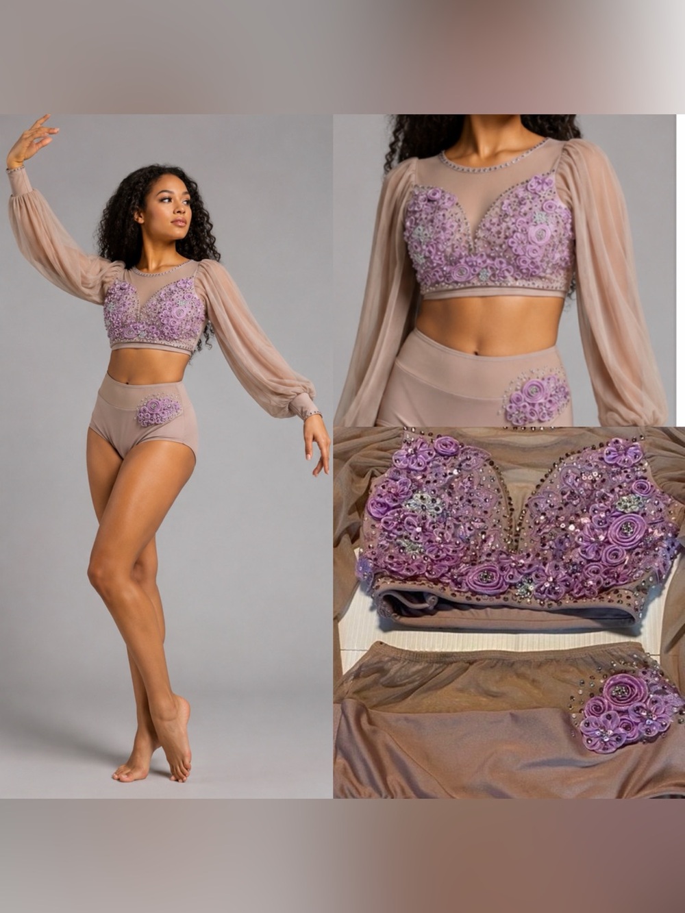 Patrick J Custom Solo Dance Costume 2 Piece Illusion Amara XS Adult Contemporary
